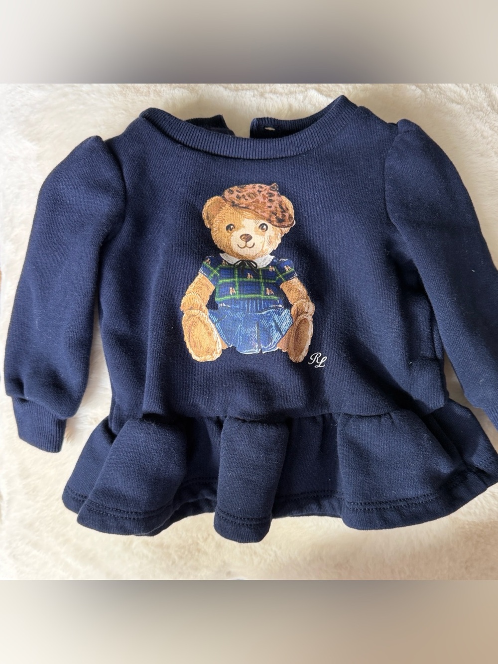Ralph Lauren Polo Bear Baby 3M Blue Dress Like New